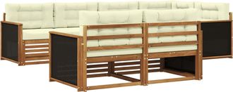 vidaXL Conjunto De Sof&aacute;s De Exterior 7 Uds. Natural Y Crema Vidaxl