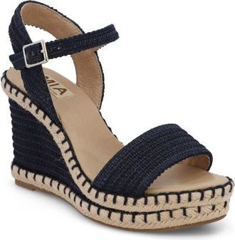 Mia Milazzo Platform Wedge in Navy Raffia at Nordstrom, Size 6.5