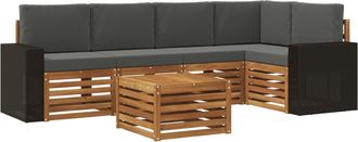 vidaXL Conjunto De Sof&aacute;s De Exterior 6 Uds. Natural Y Antracita Vidaxl