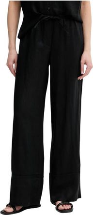 Benetton Wijde broek - Dames - Wijde Broeken - Zwart - L - Linnen - Broeken