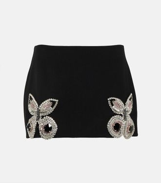 Area Embellished wool miniskirt