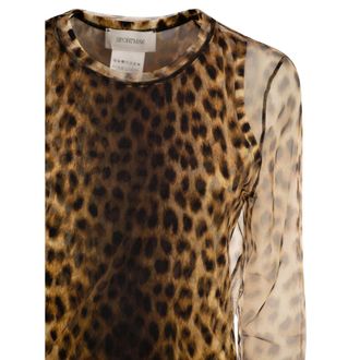 Sportmax Animal-Print Layered Tulle Sweater - Brown