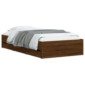 Berkfield Home Modern Bed Frame with Drawers without Mattress Brown Oak 100x200 cm