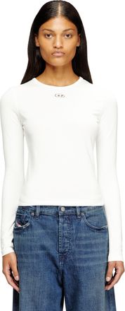 Diesel Cotton sweater with Oval D logo - T-Shirts - Woman - White
