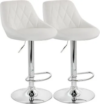 Elama 2 Piece Diamond Stitched Faux Leather Bar Stool with Adjustable Height in White at Nordstrom