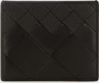 Bottega Veneta Portacarte piatto in pelle di vitello intrecciata con quattro slot
