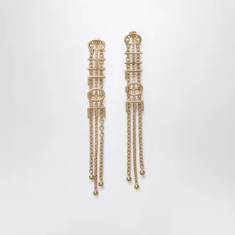 Chlo&eacute; Gold-tone earrings with logo lettering
