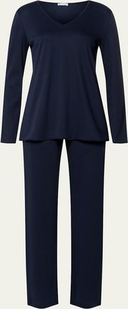 Hanro Silk-Trim Mercerized Cotton Pajama Set