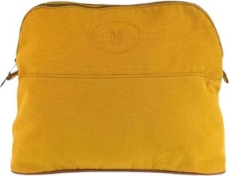 Herm&egrave;s Pre-owned Canvas Bolide Cosmetic Pouch - Dames - Vintage Clutch - Geel - ONE Size - Vintage