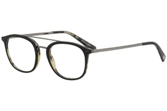 John Varvatos Mens V378 Round Eyeglasses In Black Tortoise