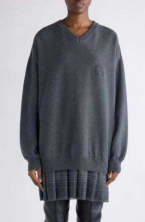 Balenciaga Long Sleeve Layered Sweater Dress in 1167 Heather Grey at Nordstrom, Size Medium