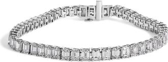 House of Brilliance IGI Certified 14K White Gold 10.0 Cttw Emerald Cut Lab Grown Diamond Tennis Bracelet at Nordstrom