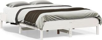 vidaXL Bed Frame without Mattress White 135x190 cm Double Solid Wood Pine Vidaxl