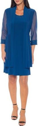 Marina Rossini Embellished Shift Dress with Jacket in Royal at Nordstrom Rack, Size 10