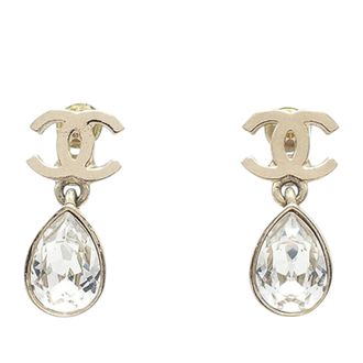 Chanel Crystal Drop Push Back Earrings