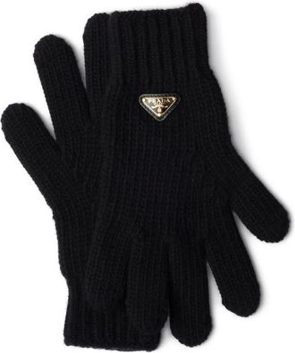 Prada Handschoenen met logo - Zwart
