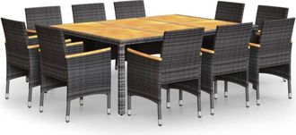 vidaXL Set De Comedor De Jard&iacute;n 11 Pzas Rat&aacute;n Sint&eacute;tico Gris Vidaxl