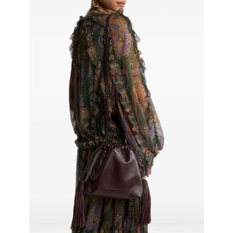 Etro Tassel-Trimmed Leather Shoulder Bag - Purple