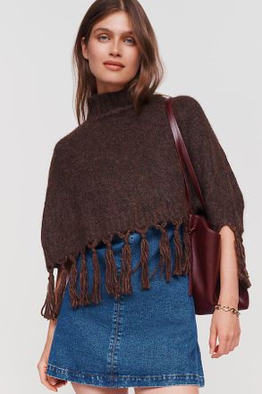 Mare Mare Cropped Fringed Poncho