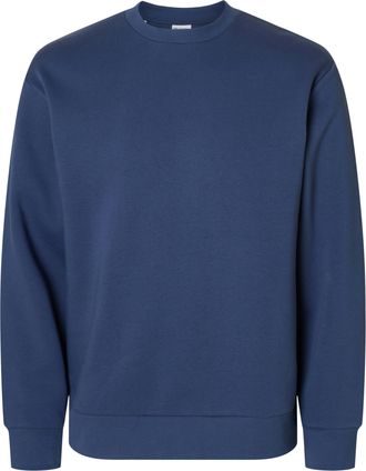 Selected Sweatshirt SELECTED SLHZREG-DAN SWEAT CREW NECK, Herren, Gr. XL, oceana, angeraute Sweatware, Obermaterial: 65% Baumwolle, 35% Polyester, unifarben, r