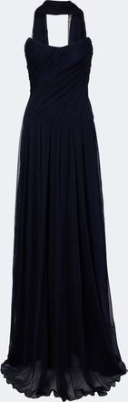 Monique Lhuillier Scarf-detail draped silk bustier gown