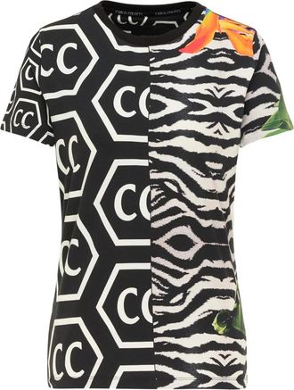 Carlo Colucci Bedrukte T-shirt - Dames - T-shirts - Zwart - L - Tops