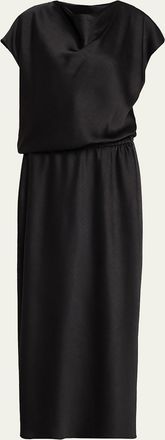 Vince Draped Cowl-Neck Satin Dress