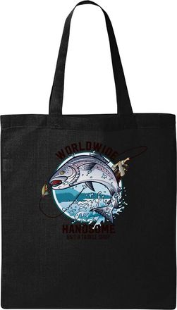 Generic Worldwide Handsome Bait And Tackle Shop Natural Ecological Cotton Tote Bag Black