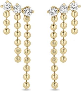 Zo&euml; Chicco Diamond Beaded Waterfall Drop Earrings in 14K Yellow Gold at Nordstrom