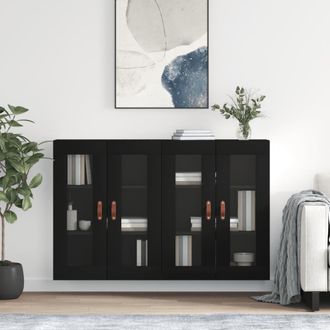 vidaXL Vidaxl - Armarios De Pared 2 Uds Madera De Ingenier&iacute;a Negro