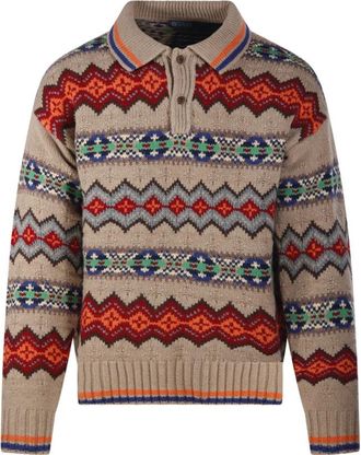 Ralph Lauren Trui met polokraag - Heren - Ronde hals truien - Beige - M - Katoen - Truien & Vesten
