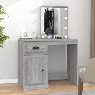 vidaXL Tocador Con Led Madera Contrachapada Gris Sonoma 90x50x132,5cm Vidaxl