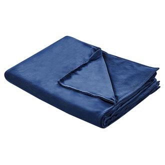 Beliani Funda De Manta Pesada Moderna Tejido Liso Poli&eacute;ster Textil Dormitorio 135 X 200 Cm Azul Marino Rhea