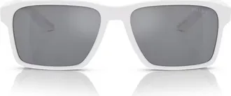 Prada Light Blue Mirror Silver Rectangular Mens Sunglasses PS 05YS TWK40A 58