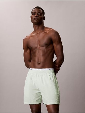 Calvin Klein Mens Seersucker Sleep Shorts - Blue - XL