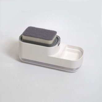 OEM Dispensador De Jab&oacute;n L&iacute;quido De Pl&aacute;stico Con Soporte Para Esponja Para Fregadero De Cocina, Esponja Incluida (blanco Moderno 2 En 1) - Crezuo
