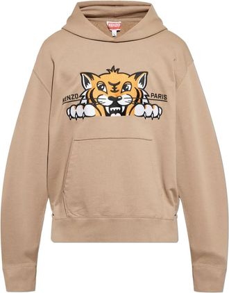 Kenzo Felpa Happy Tiger con cappuccio - Toni neutri