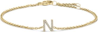House of Brilliance 10K Gold Diamond Accent A-Z Initial Charm and Link Bracelet