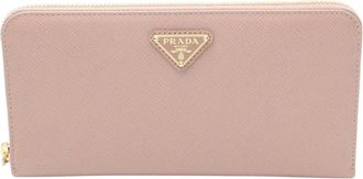 Prada Pre-owned Wallets, female, Brown, Size: ONE SIZE Pre-owned Saffiano Leather Wallet