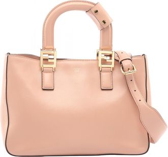 Fendi Pink Leather Handbag Tote Bag (Pre-Owned)