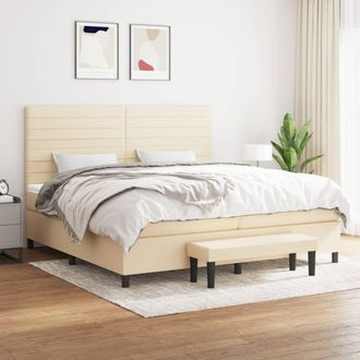 vidaXL Vidaxl - Cama Box Spring Con Colch&oacute;n Tela Color Crema 200x200 Cm