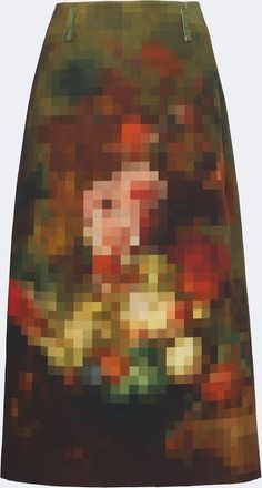 Dries Van Noten Gonna midi in canvas di cotone con stampa