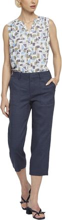 NYDJ Nydj Utility Oxford Navy Linen-Blend Pant Jean