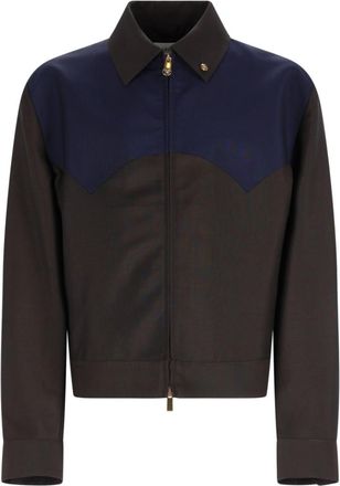 Versace Dark Brown Color Block Jacket