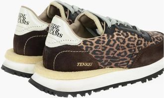 Hidnander Brown Leather Low Top Womens Sneakers