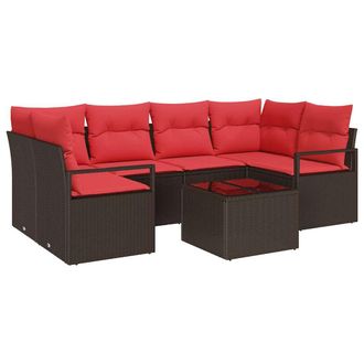 vidaXL Juego De Sof&aacute; 7 Uds. 6-n&uacute;mero De Plazas Marr&oacute;n Y Rojo Vidaxl