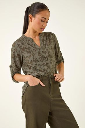 Roman Burnout Print Button Shirt
