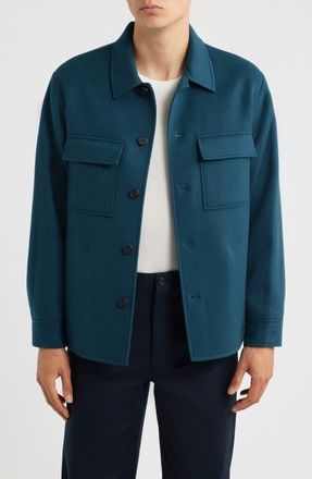 Theory Clyfford Wool & Cashmere Shirt Jacket in Galaxy at Nordstrom, Size Xx-Large