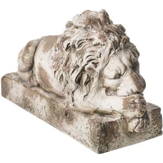Beliani Statua decorativa da giardino MgO Leone 23 x 64 x 38 cm Decorazione Beige Lari