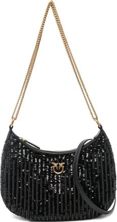 Pinko Crescent-Shaped Mini Shoulder Bag With Sequined Finish